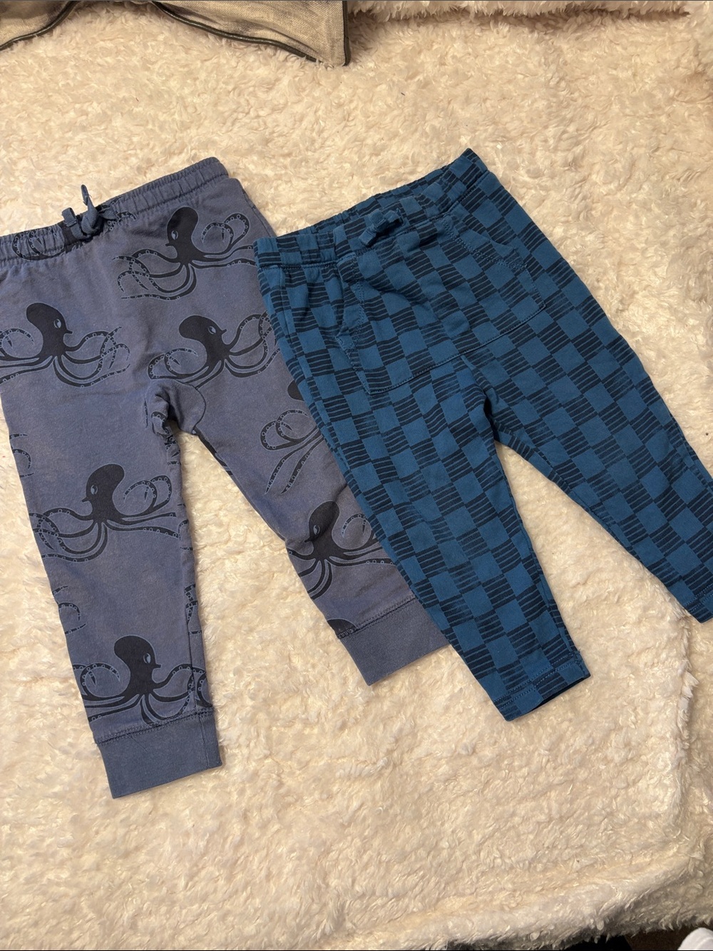 Tea Collection  Blue Octopus & Checker Jogger Pants Set Toddler 18-24M